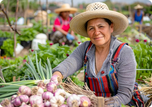 Agricultora cosechando